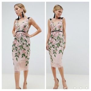 NWT ASOS Floral Embroidered Pencil Midi Dress Sz 6